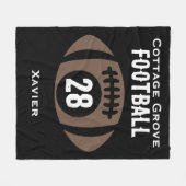 Custom Football Name, Number, School フリースブランケット (正面(横))