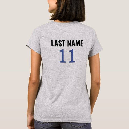 Custom Football Player Name and Number Gray  Tシャツ (裏面)