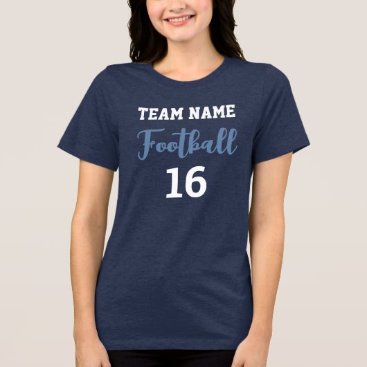 Custom Football Player Name and Number Navy Blue トライブレンドTシャツ (正面)