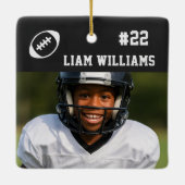 Custom Football Player Name & Number Black Trendy  セラミックオーナメント (裏面)