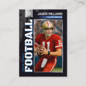 Custom Football Trading Card, Blue Power Player コーリングカード (正面)