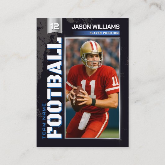 Custom Football Trading Card, Blue Power Player コーリングカード (正面)