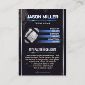 Custom Football Trading Card, Blue Power Player コーリングカード (裏面)