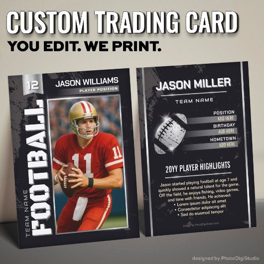 Custom Football Trading Card, Silver Power Player コーリングカード