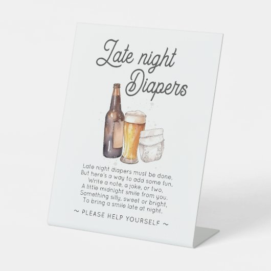 Custom for Leah_ Late Night Diapers Sign 台座サイン (正面)