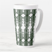 Custom Forest Green Pine Tree Abstract Pattern カフェラテマグ (右アングル)