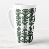 Custom Forest Green Pine Tree Abstract Pattern カフェラテマグ (左アングル)