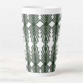 Custom Forest Green Pine Tree Abstract Pattern カフェラテマグ (正面)