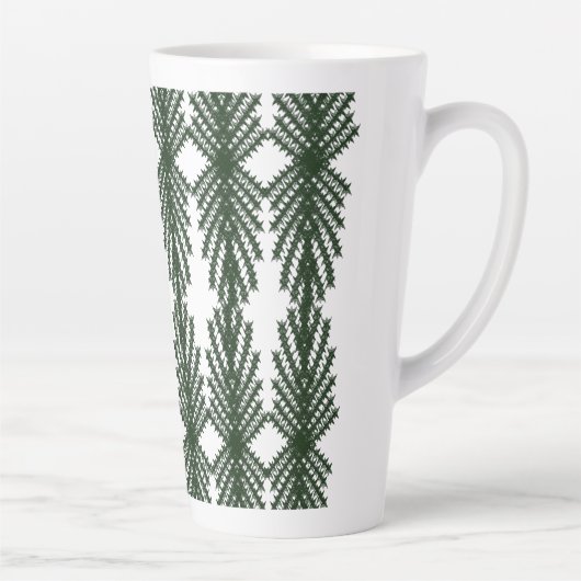 Custom Forest Green Pine Tree Abstract Pattern カフェラテマグ (右)