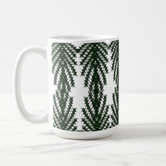 Custom Forest Green Pine Tree Abstract Pattern コーヒーマグカップ (左)