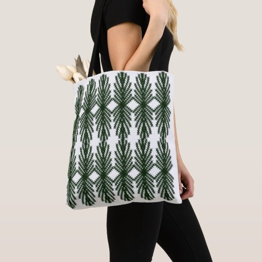 Custom Forest Green Pine Tree Abstract Pattern トートバッグ (クローズアップ)