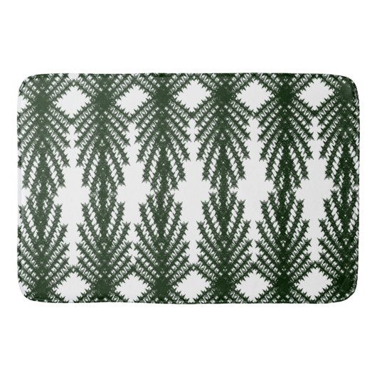 Custom Forest Green Pine Tree Abstract Pattern バスマット (正面)
