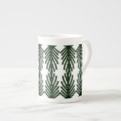Custom Forest Green Pine Tree Abstract Pattern ボーンチャイナマグカップ (正面右)