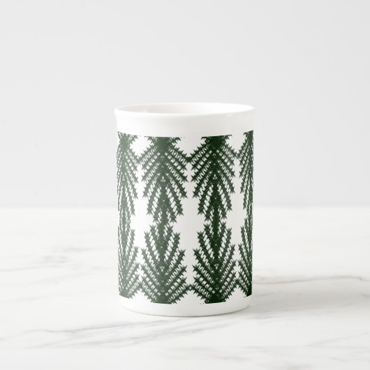 Custom Forest Green Pine Tree Abstract Pattern ボーンチャイナマグカップ (正面)