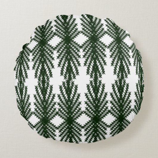 Custom Forest Green Pine Tree Abstract Pattern ラウンドクッション (正面)