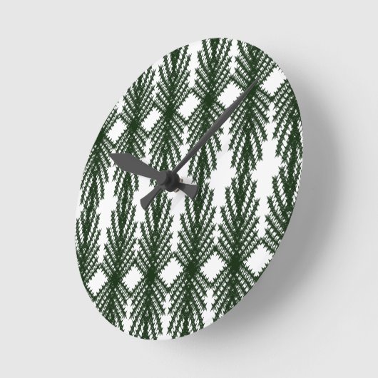 Custom Forest Green Pine Tree Abstract Pattern ラウンド壁時計 (傾斜)