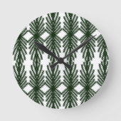 Custom Forest Green Pine Tree Abstract Pattern ラウンド壁時計 (正面)