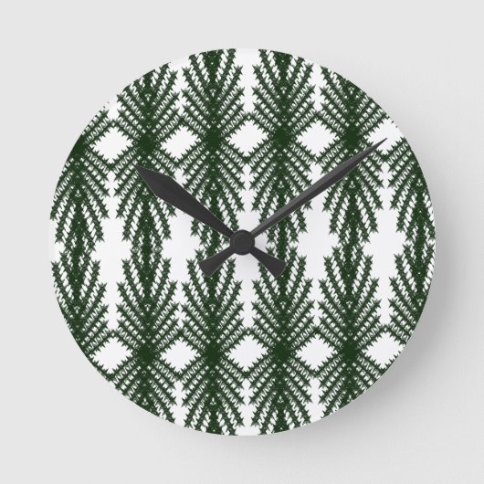 Custom Forest Green Pine Tree Abstract Pattern ラウンド壁時計 (正面)