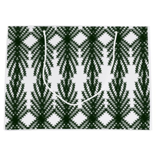 Custom Forest Green Pine Tree Abstract Pattern ラージペーパーバッグ (正面)