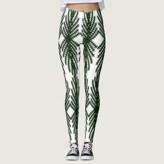 Custom Forest Green Pine Tree Abstract Pattern レギンス (正面)