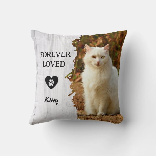 Custom Forever Loved Cat Photo Throw Pillow クッション (裏面)