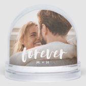 Custom Forever Photo Snow Globe with Initials (正面)