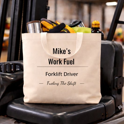 Custom Forklift Driver Tote Bag – Work Fuel ラージトートバッグ