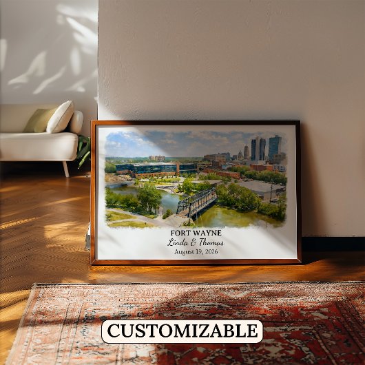 Custom Fort Wayne Wall Art, Indiana Poster ポスター