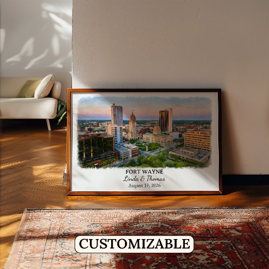 Custom Fort Wayne Wall Art, Indiana Poster ポスター