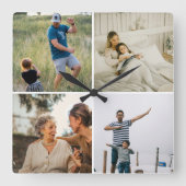 Custom Four Photo Collage Template Modern  スクエア壁時計 (正面)