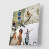 Custom Four Photo Collage Template Modern  スクエア壁時計 (傾斜)