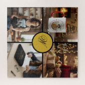 Custom Four Photo Monogram Design Perfect ジグソーパズル (横)