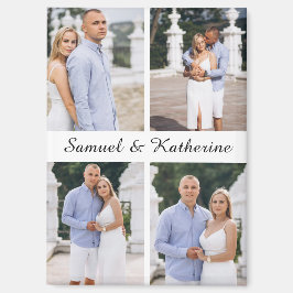 Custom Four Photo Romantic Keepsake with Names マグネット