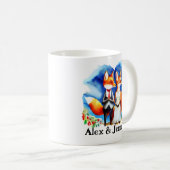 Custom Fox Couple Names Personalized コーヒーマグカップ (正面右)