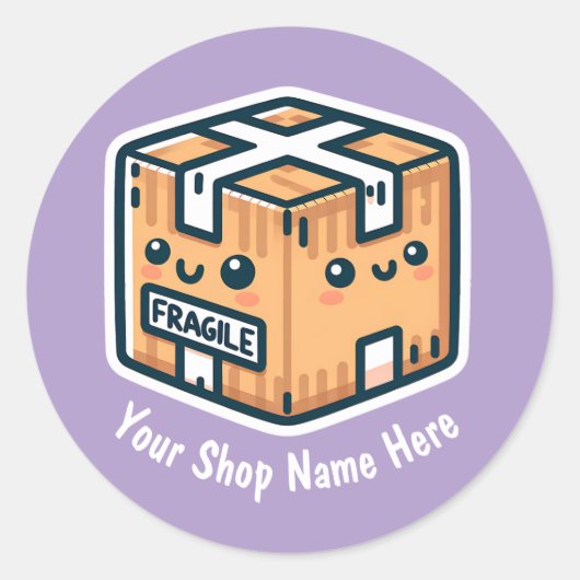 Custom Fragile Stickers for Small Business or Shop ラウンドシール (正面)