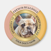 Custom French Bulldog Gold Frame Photo Magnet マグネット (正面)