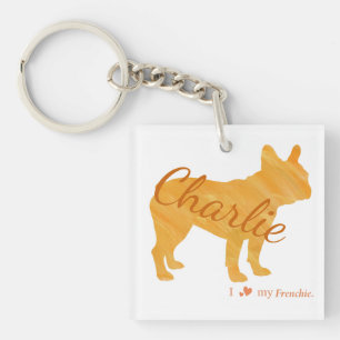 Custom French Bulldog Pastel Orange Frenchie キーホルダー