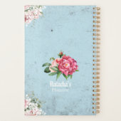 Custom French Ephemera artwork Birds flowers blue プランナー手帳 (裏面)