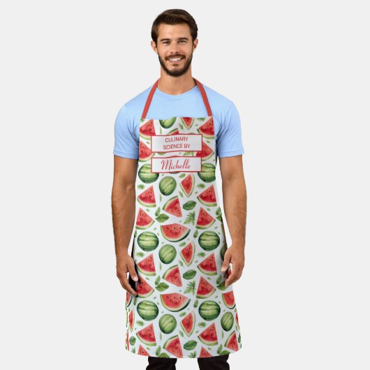 Custom Fruit Apron – Culinary Science by [Name] エプロン (着用した状態)