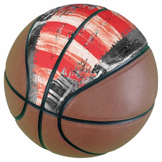 Custom Fullsize Basketball – Red Pulse Abstract バスケットボール (アングル)