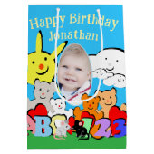 Custom Fun Cute Animals Birthday ミディアムペーパーバッグ (裏面)