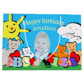 Custom Fun Cute Animals Birthday ラージペーパーバッグ (裏面)