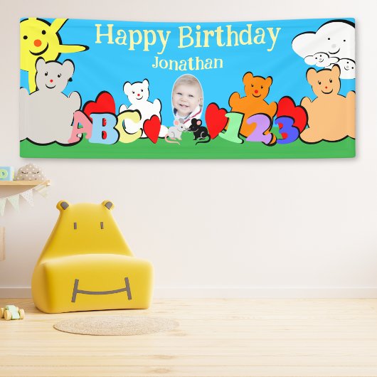 Custom Fun Cute Animals Birthday Party 横断幕