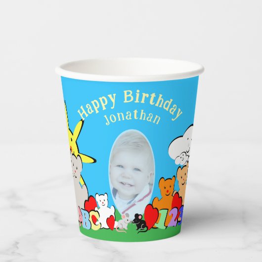 Custom Fun Cute Animals Birthday Party  紙コップ (正面)