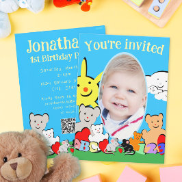 Custom Fun Cute Animals Birthday Party Invitation 招待状