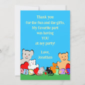 Custom Fun Cute Animals Birthday Thank You Card 招待状 (裏面)