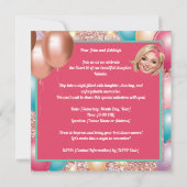Custom Fun & Fabulous Sweet 16 Caricature Design 招待状 (裏面)