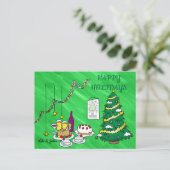 Custom Fun Modern Green Christmas Holiday Postcard シーズンポストカード (スタンド正面)
