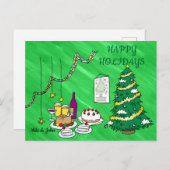Custom Fun Modern Green Christmas Holiday Postcard シーズンポストカード (正面/裏面)
