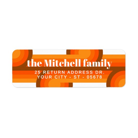 Custom Fun Retro Abstract Waves Art Pattern ラベル (正面)